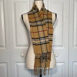 Popular Tan and Black Plaid Scarf Fringed Muffler
